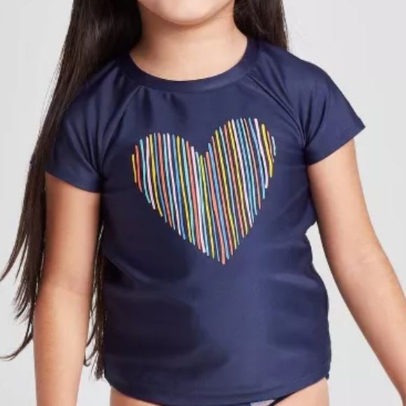 Cat & Jack  Girls'  Short Sleeve Rash Guard 3T - Picture 1 of 5